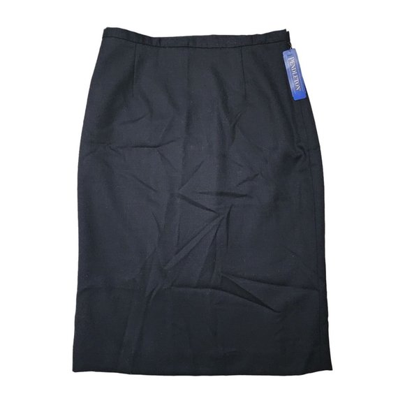 Pendleton NWT Virgin Wool Black Pleated Back Hem Straight Pencil Skirt 8 - Picture 1 of 5